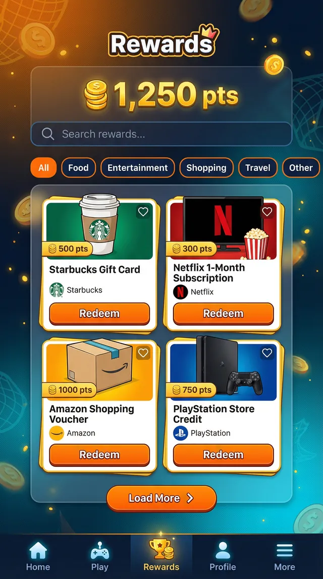 YallaCatch rewards catalogue